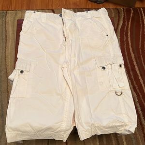 White Mens Cargo Capris